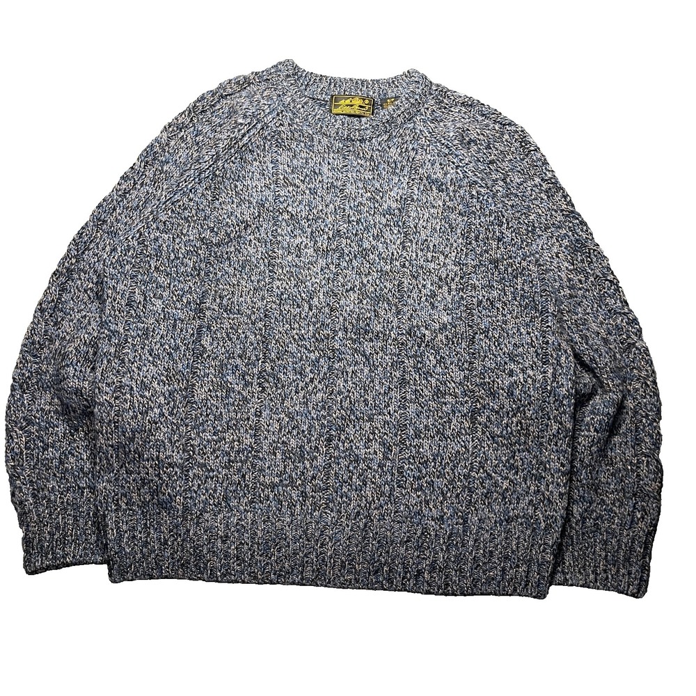 Vintage Eddie Wool Blend Knit Sweater Men's Large Gray Blue Ribbed Grandpa 90s